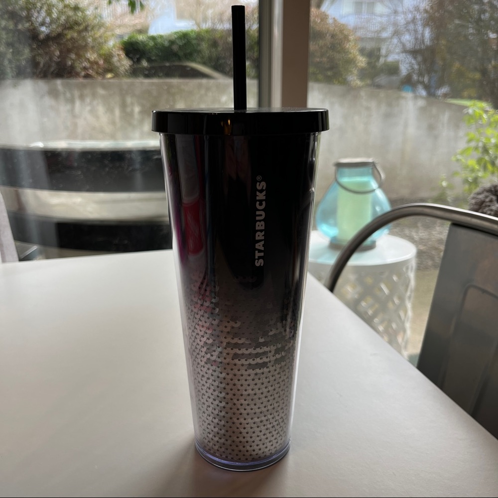 Starbucks black & silver sequin tumbler